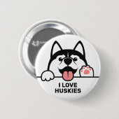 Cute Siberian Husky aangepaste tekstknoppen Ronde Button 5,7 Cm (Voorkant /achterkant)