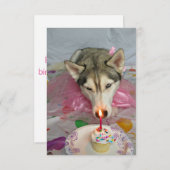 Cute Siberian Husky Birthday Invitation Kaart (Voorkant / Achterkant)
