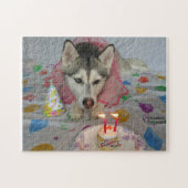Cute Siberian Husky Birthday Puzzle Legpuzzel (Horizontaal)