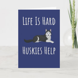 Cute Siberian Husky Cards Snow Blue Eyes Dog  Kaart