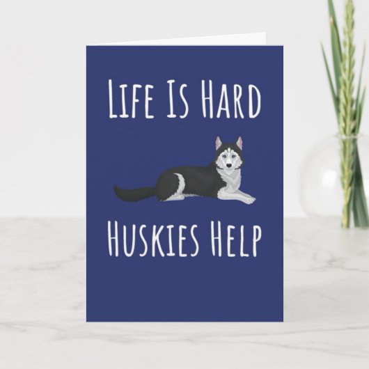 Cute Siberian Husky Cards Snow Blue Eyes Dog  Kaart (Voorkant)