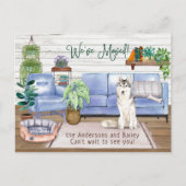 Cute Siberian Husky Cozy New Home Moving    Aankondigingskaart (Voorkant)