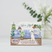 Cute Siberian Husky Cozy New Home Moving    Aankondigingskaart (Staand voorkant)