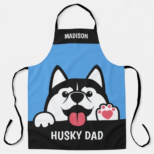 Cute Siberian Husky custom text Apron Schort (Voorkant)