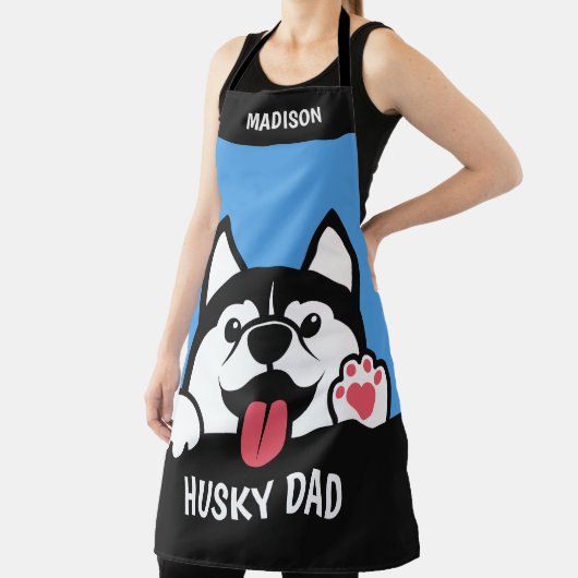 Cute Siberian Husky custom text Apron Schort (Insitu)