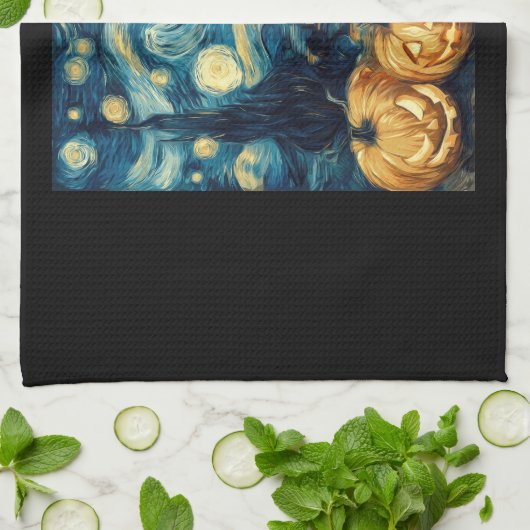 Cute Siberian Husky Dog Halloween Jack O Lantern P Theedoek (Gevouwen)