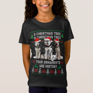 Cute Siberian Husky Dog Oh Kerstboom Ugly Xma T-shirt