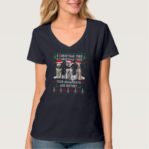 Cute Siberian Husky Dog Oh Kerstboom Ugly Xma T-shirt