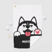 Cute Siberian Husky douanenaam Golf Towel Golfhanddoek (Insitu)