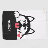 Cute Siberian Husky douanenaam Golf Towel Golfhanddoek (Horizontaal)