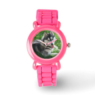 Cute Siberian Husky Horloge