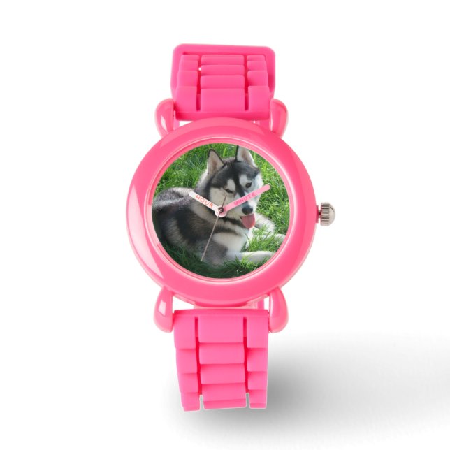 Cute Siberian Husky Horloge (Voorkant)
