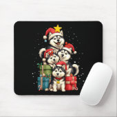 Cute Siberian Husky Le Dog Christmas Tree Xmas Hat Muismat (Met muis)