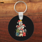 Cute Siberian Husky Le Dog Christmas Tree Xmas Hat Sleutelhanger (Voorkant)
