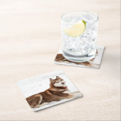 Cute Siberian Husky Portrait Kartonnen Onderzetters (Insitu)