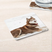 Cute Siberian Husky Portrait Kartonnen Onderzetters (Schuin)