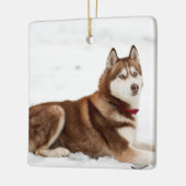 Cute Siberian Husky Portrait Keramisch Ornament (Links)