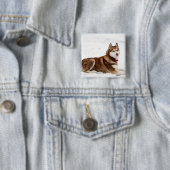 Cute Siberian Husky Portrait Vierkante Button 5,1 Cm (In situ)