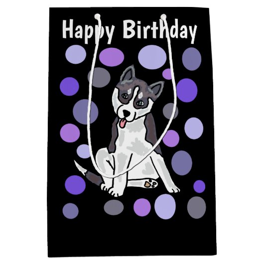 Cute Siberian Husky Puppy Dog Art Medium Cadeauzakje (Voorkant)