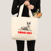 Cute Siberian Husky Puppy Dog Grote Tote Bag (Voorkant (product))