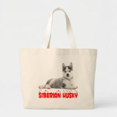 Cute Siberian Husky Puppy Dog Grote Tote Bag (Voorkant)
