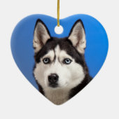 Cute Siberian Husky Puppy Dog Keramisch Ornament (Achterkant)