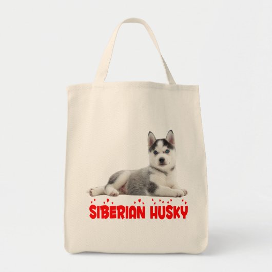 Cute Siberian Husky Puppy Dog Tote Bag (Voorkant)