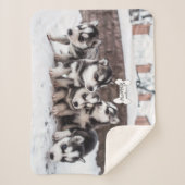 Cute Siberian Husky Puppy Dogs Blanket Name Bone Sherpa Deken (Voorkant)