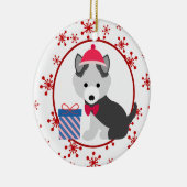 Cute Siberian Husky Puppy Snowflake Keramisch Ornament (Rechts)