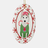 Cute Siberian Husky Red Snowflake Sjabloon Keramisch Ornament (Rechts)