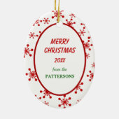 Cute Siberian Husky Red Snowflake Sjabloon Keramisch Ornament (Achterkant)