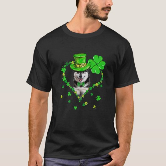 Cute Siberian Husky Saint Patrick's Day T-shirt (Voorkant)