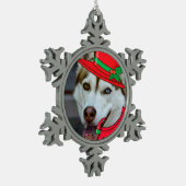 Cute Siberian Husky Santa Ornament (Links)