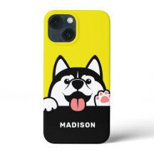 Cute Siberian Husky-telefoongesprekken