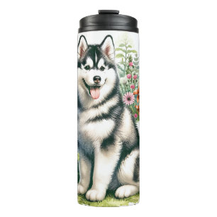 Cute Siberian Husky Thermosbeker