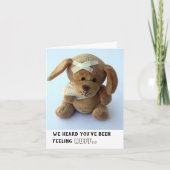 Cute Sick Teddy Dog Get Well Card Kaart (Voorkant)