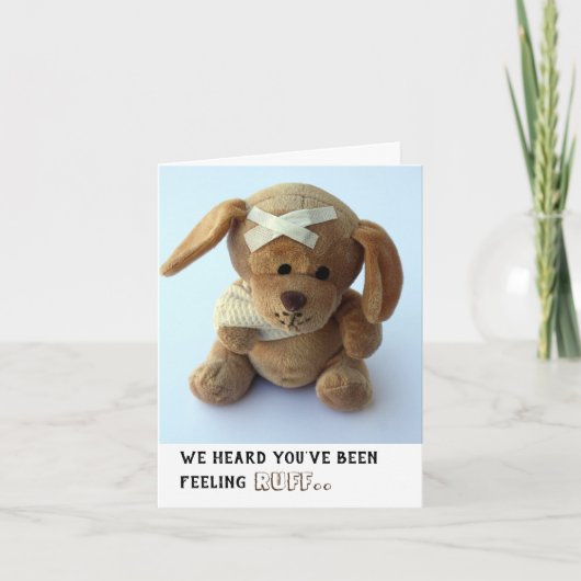 Cute Sick Teddy Dog Get Well Card Kaart (Voorkant)