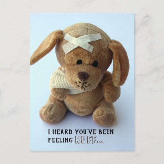 Cute Sick Teddy Dog krijgt goed briefkaart (Voorkant)