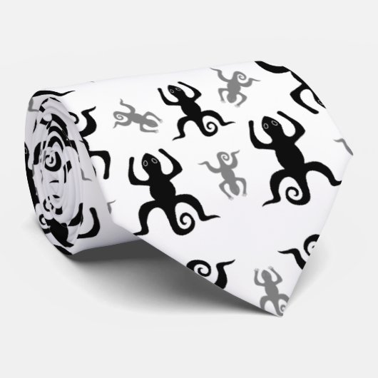 Cute Silhouette Lizard Pattern Stropdas (Opgerold)