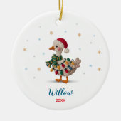 Cute silly goose christmas lights custom keramisch ornament (Voorkant)