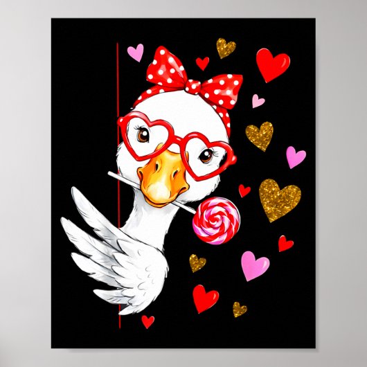 Cute Silly Goose Coquette Bow Valentine's Day Men  Poster (Voorkant)