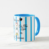 Cute Silly Goose Pink Stripe Personalized Mug Mok (Voorkant rechts)