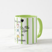 Cute Silly Goose Pink Stripe Personalized Mug Mok (Voorkant rechts)