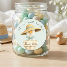Cute Silly Goose Sage Thank You Baby Shower Ronde Sticker