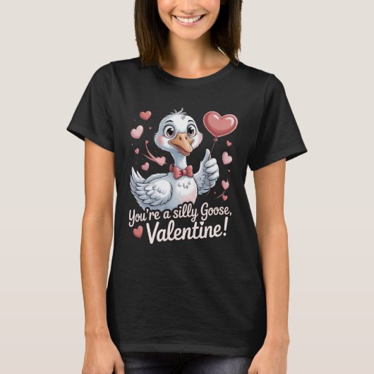 Cute Silly Goose Valentine Shirt - Funny Heart Bal (Voorkant)