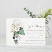 Cute Silver Balloon Floral Grand Opening Invite Bedankkaart (Staand voorkant)
