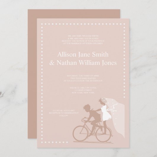 CUTE Silver Bicycle Couple Weddenschap Kaart (Voorkant / Achterkant)