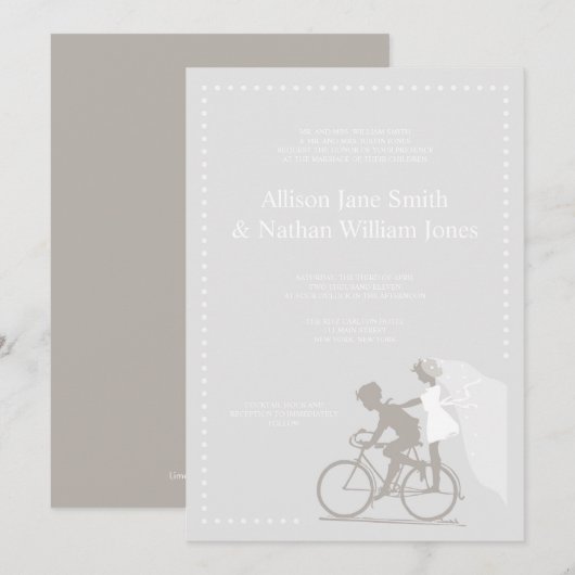 CUTE Silver Bicycle Couple Weddenschap Kaart (Voorkant / Achterkant)
