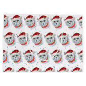 Cute Silver Cat with Santa Hat Christmas Groot Cadeauzakje (Achterkant)