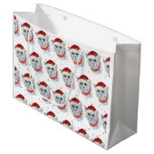 Cute Silver Cat with Santa Hat Christmas Groot Cadeauzakje (Voorkant Gekanteld)